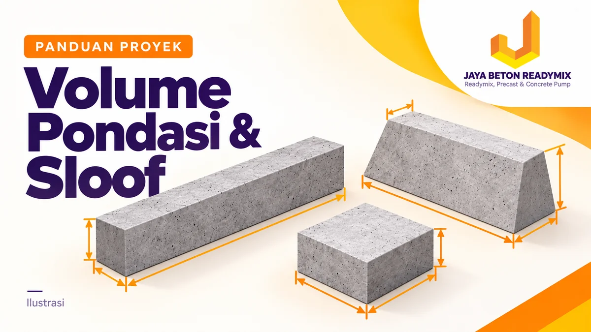 Ilustrasi volume fondasi dan sloof — panduan Jaya Beton Readymix